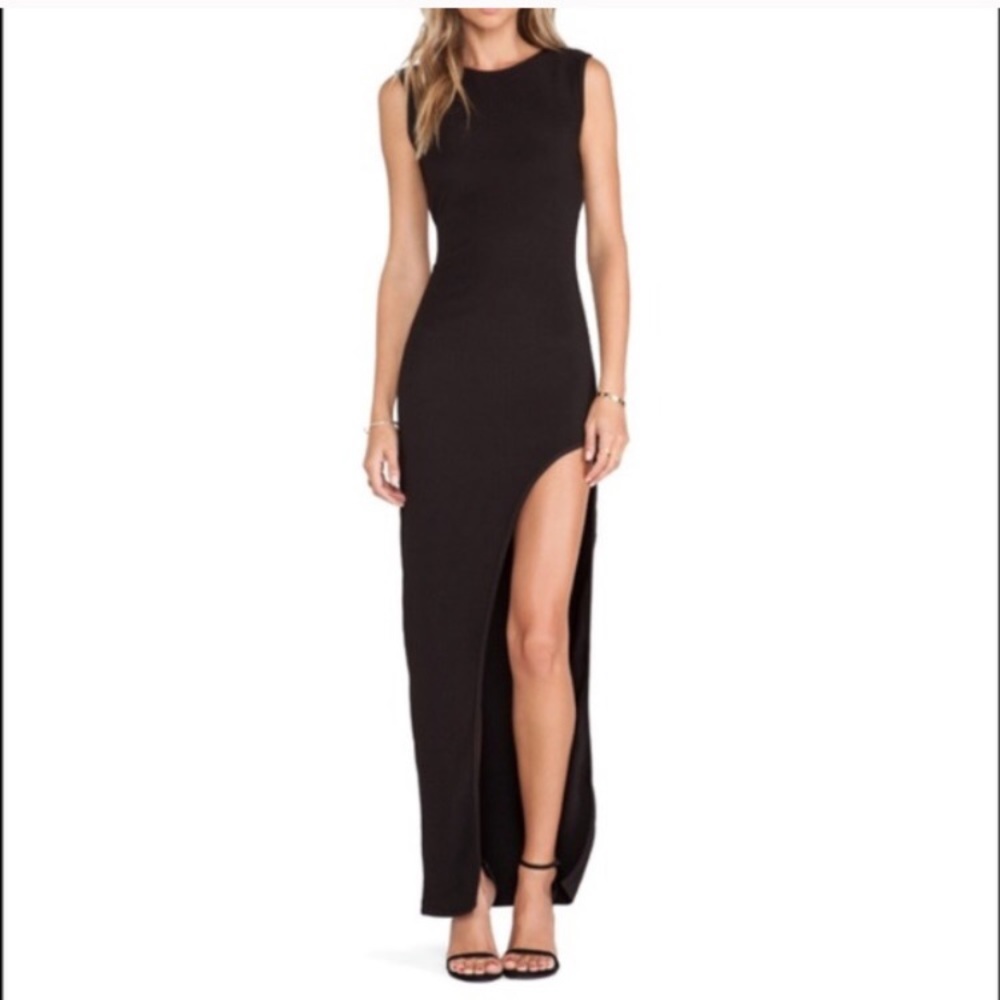 Lovers + friends black slit maxi dress size small